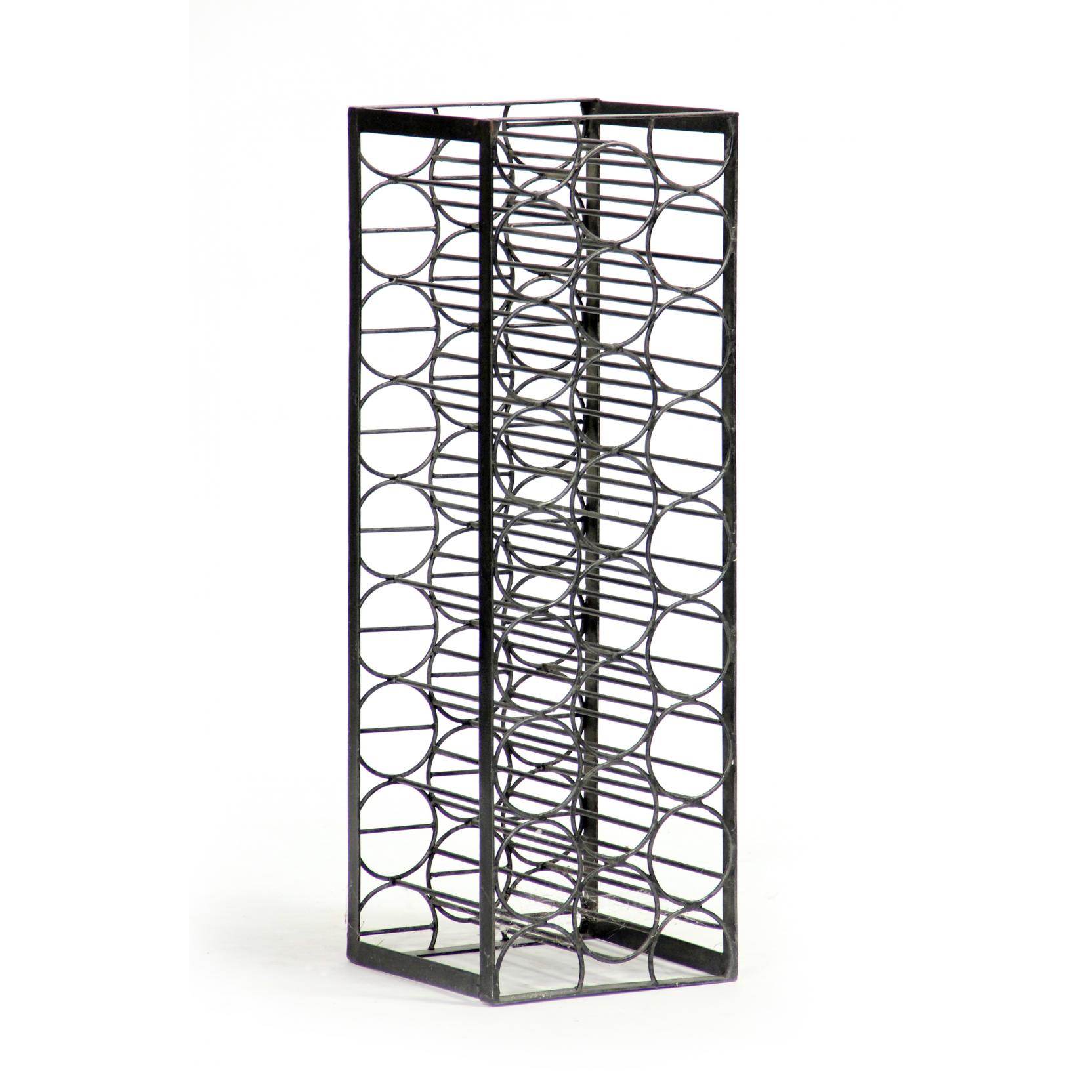 Appraisal: Contemporary Industrial Iron Wine Rack holds bottles painted iron x