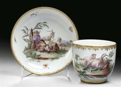 Appraisal: CUP AND SAUCER Frankenthal Adam Bergdoll period circa - Each