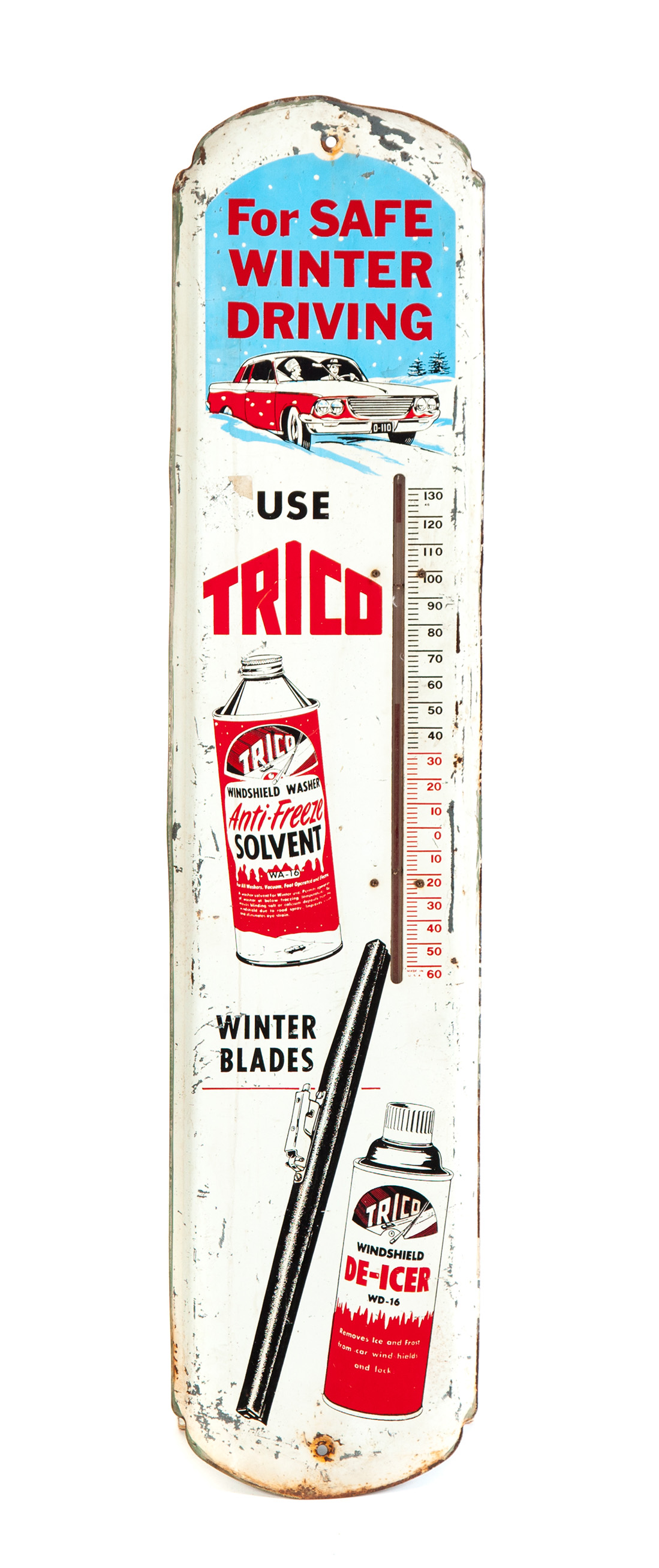 Appraisal: TRICO THERMOMETER American mid th century White thermometer for Trico