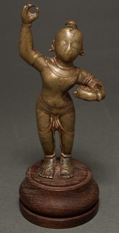 Appraisal: Indian bronze figure of Krishna standing th century mounted on