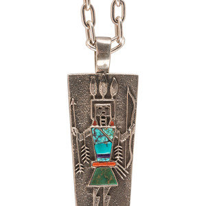 Appraisal: Philander Begay Din b Tufa Cast Silver Figural Pendant with