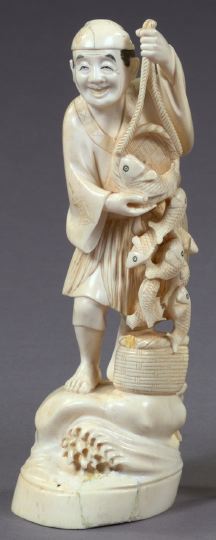 Appraisal: Japanese Meiji Elaborately Carved Ivory Figure first quarter th century