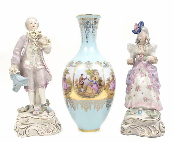 Appraisal: A group of porcelain articles and figures comprising two figures