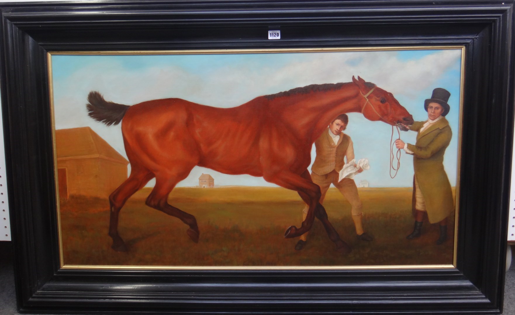 Appraisal: Jonathan Adams contemporary after George Stubbs Hambletonian oil on canvas