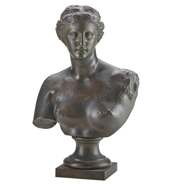 Appraisal: BRONZE BUST OF VENUS France th c Provenance Estate of