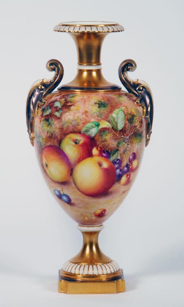 Appraisal: A ROYAL WORCESTER PORCELAIN VASE of ovoid form with single