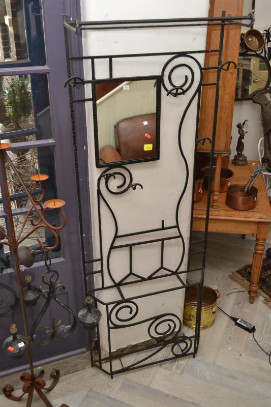 Appraisal: A FRENCH WROUGHT IRON HALL STAND A FRENCH WROUGHT IRON