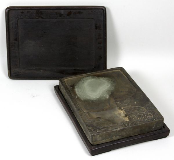 Appraisal: Early th Century Chinese ink stone in rosewood case x