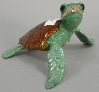 Appraisal: Chris Barela Bronze turtle sculpture ht in lg in wd