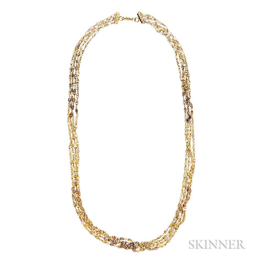 Appraisal: kt Gold and Colored Diamond Briolette Necklace kt Gold and