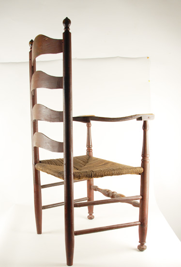 Appraisal: A L th C Delaware Valley Ladderback Armchair with remnants