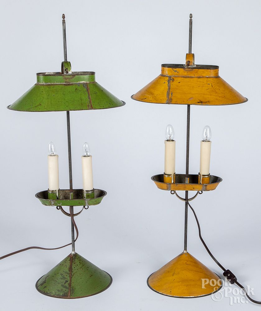 Appraisal: Two Jerry Martin painted tin table lamps Two Jerry Martin