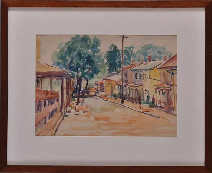 Appraisal: MAX KUEHNE - LOOKING DOWN THE STREET Watercolor and pencil