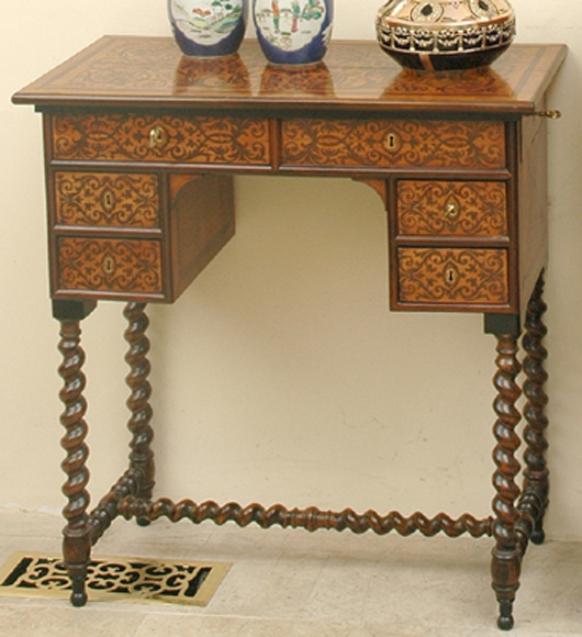 Appraisal: AN TH CENTURY FRENCH WALNUT AND MARQUETRY WRITING DESK The