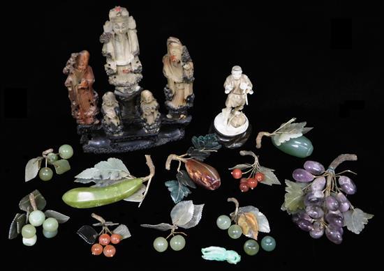 Appraisal: ASIAN Carved stone and decorative arts twelve pieces carved soapstone