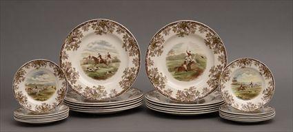 Appraisal: TWELVE COPELAND SPODE TRANSFER-PRINTED DINNER PLATES AND TWELVE BREAD AND