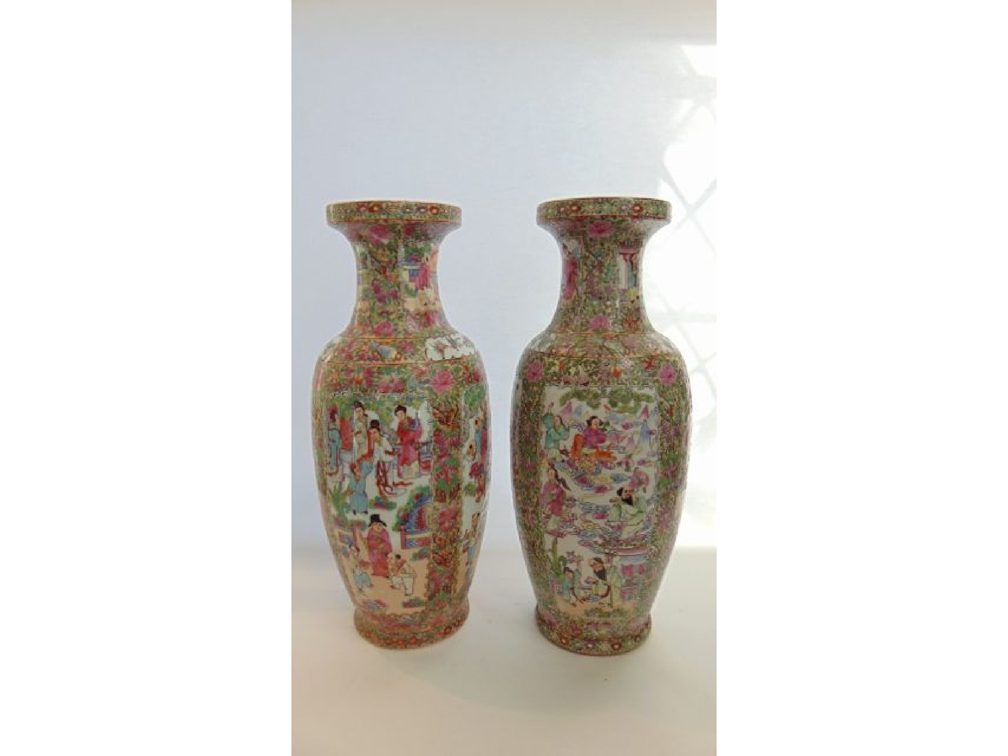 Appraisal: A pair of oriental vases of baluster shaped form with