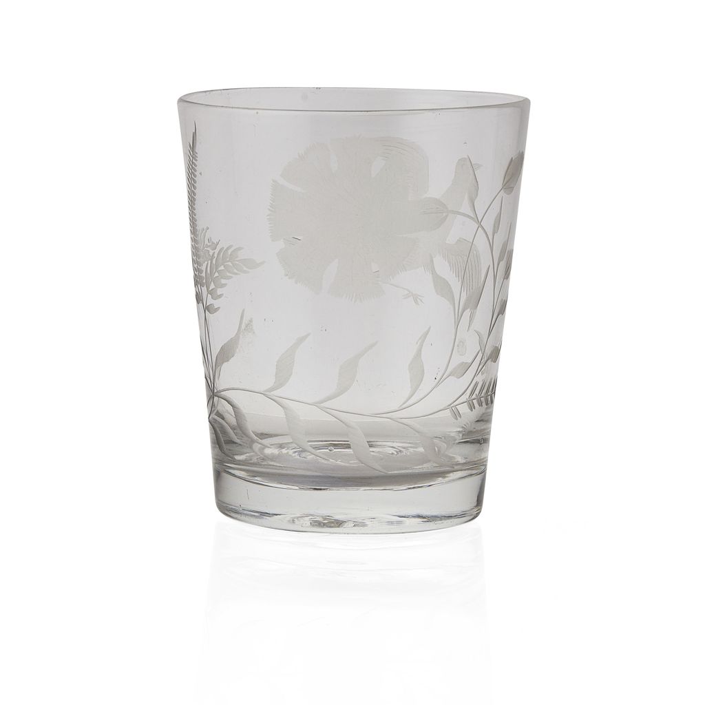 Appraisal: JACOBITE ENGRAVED TUMBLER MID LATE TH CENTURY the slightly tapered