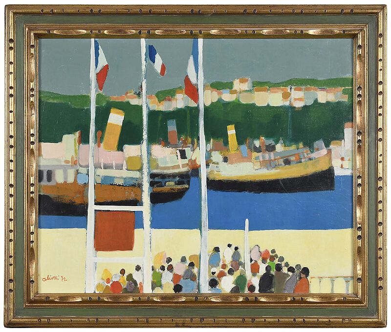 Appraisal: Claude Aliotti French - Parade of Boats signed lower left