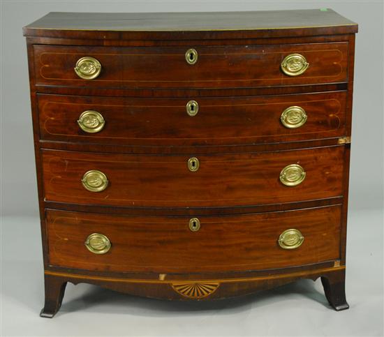 Appraisal: FEDERAL INLAID MAHOGANY BOWFRONT CHEST circa with French feet and