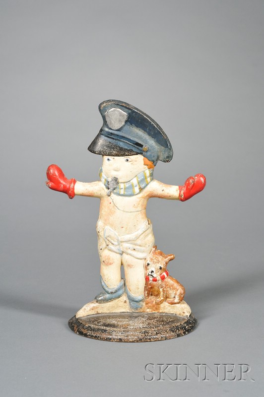 Appraisal: Cast Iron Baby Cop Doorstop America mid- th century minor