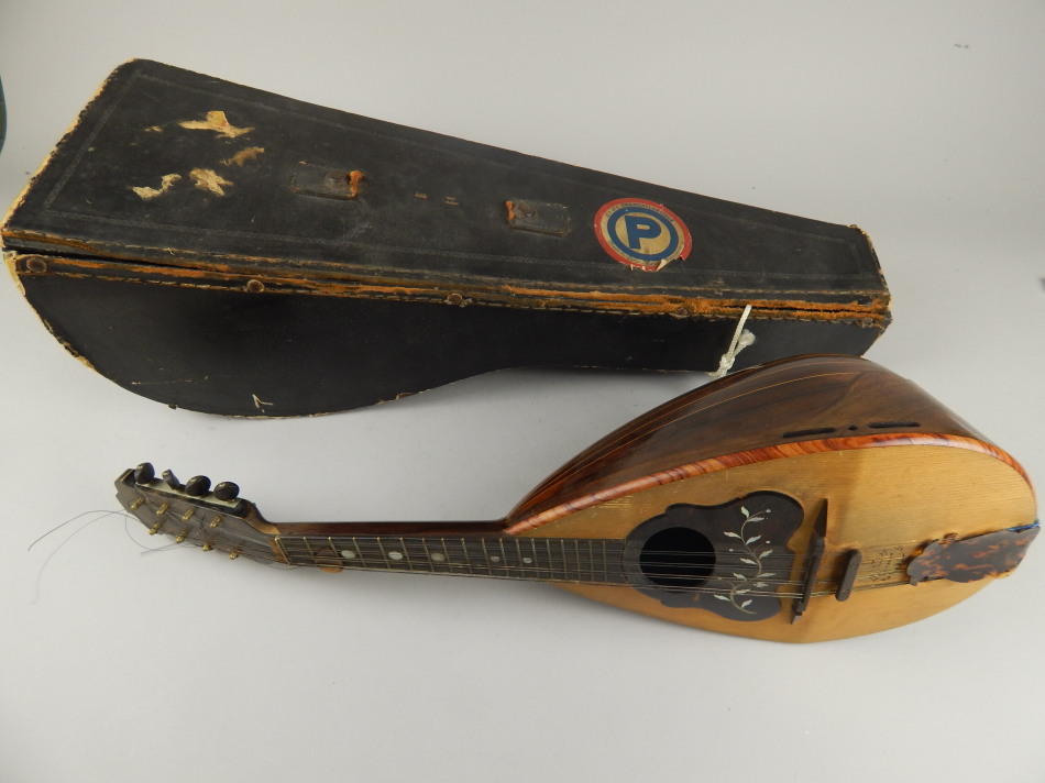 Appraisal: A Neapolitan rosewood mandolin labelled for Giovanni D Meglio E