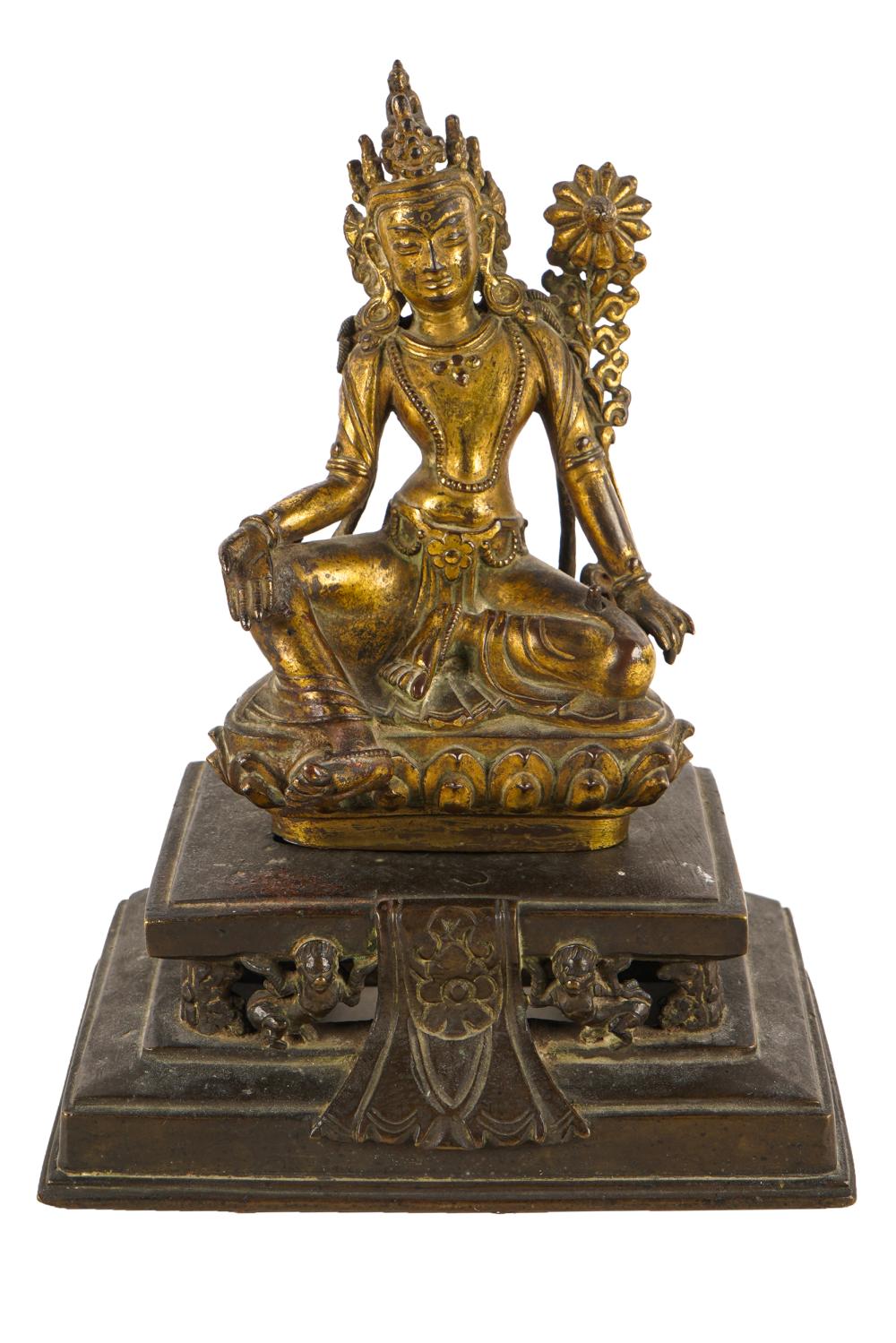 Appraisal: CHINESE GILT-BRONZE DEITYon a removable base Condition with varying shades