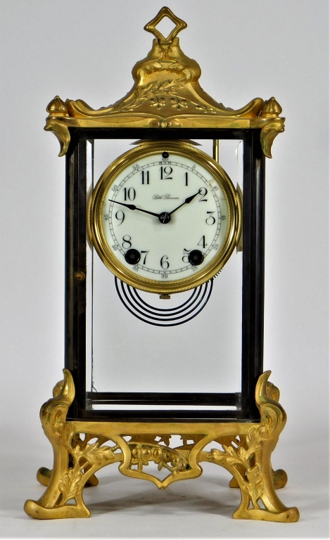 Appraisal: SETH THOMAS ART NOUVEAU GILT BRASS REGULATOR CLOCK United States