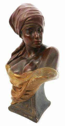 Appraisal: Orientalist Female Bust on socle plaster approx h w d