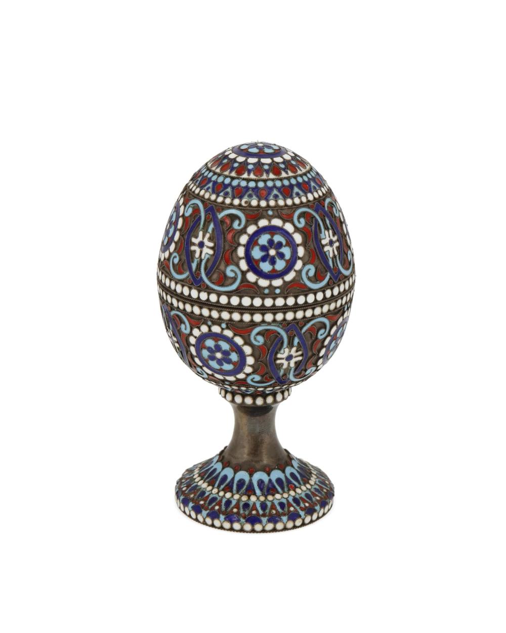 Appraisal: A Russian silver and enamel egg Late th Early th