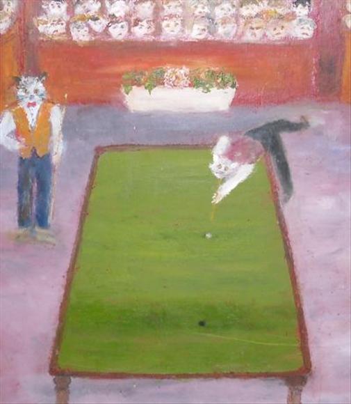 Appraisal: Sylvia Levine - Cat Crucible Oil on board Attribution verso