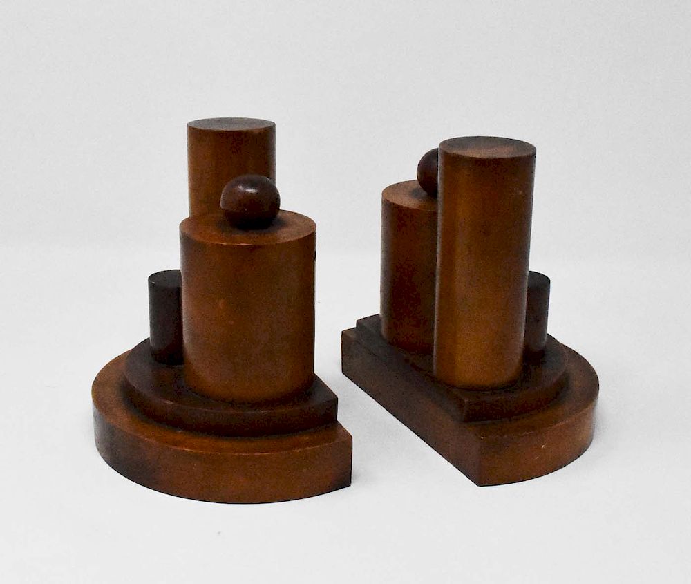 Appraisal: pair of wooden bookends pair of wooden bookends pair of