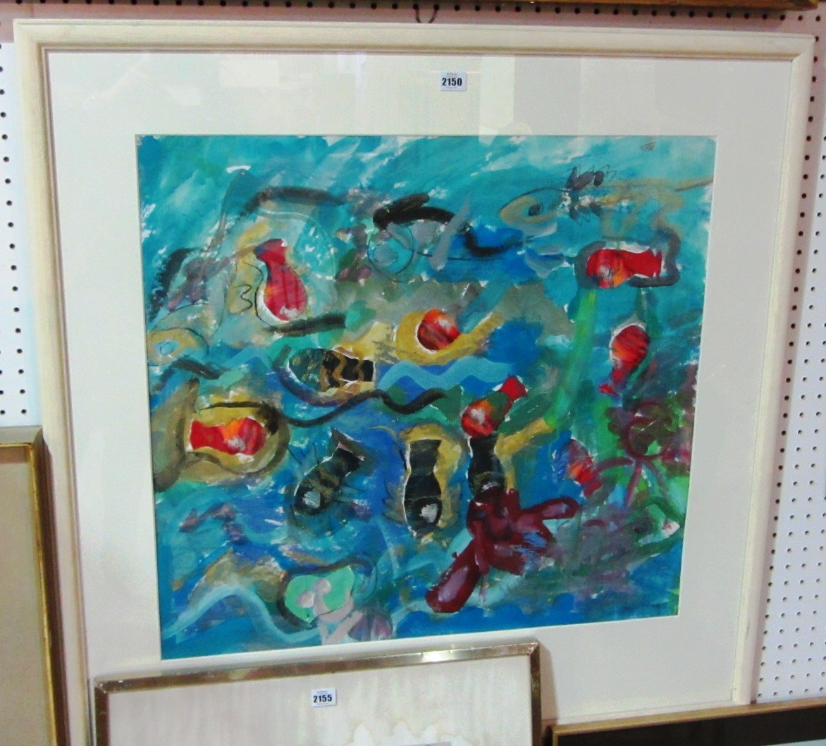 Appraisal: Fanny Gripari B Fish in the ocean signed mixed media