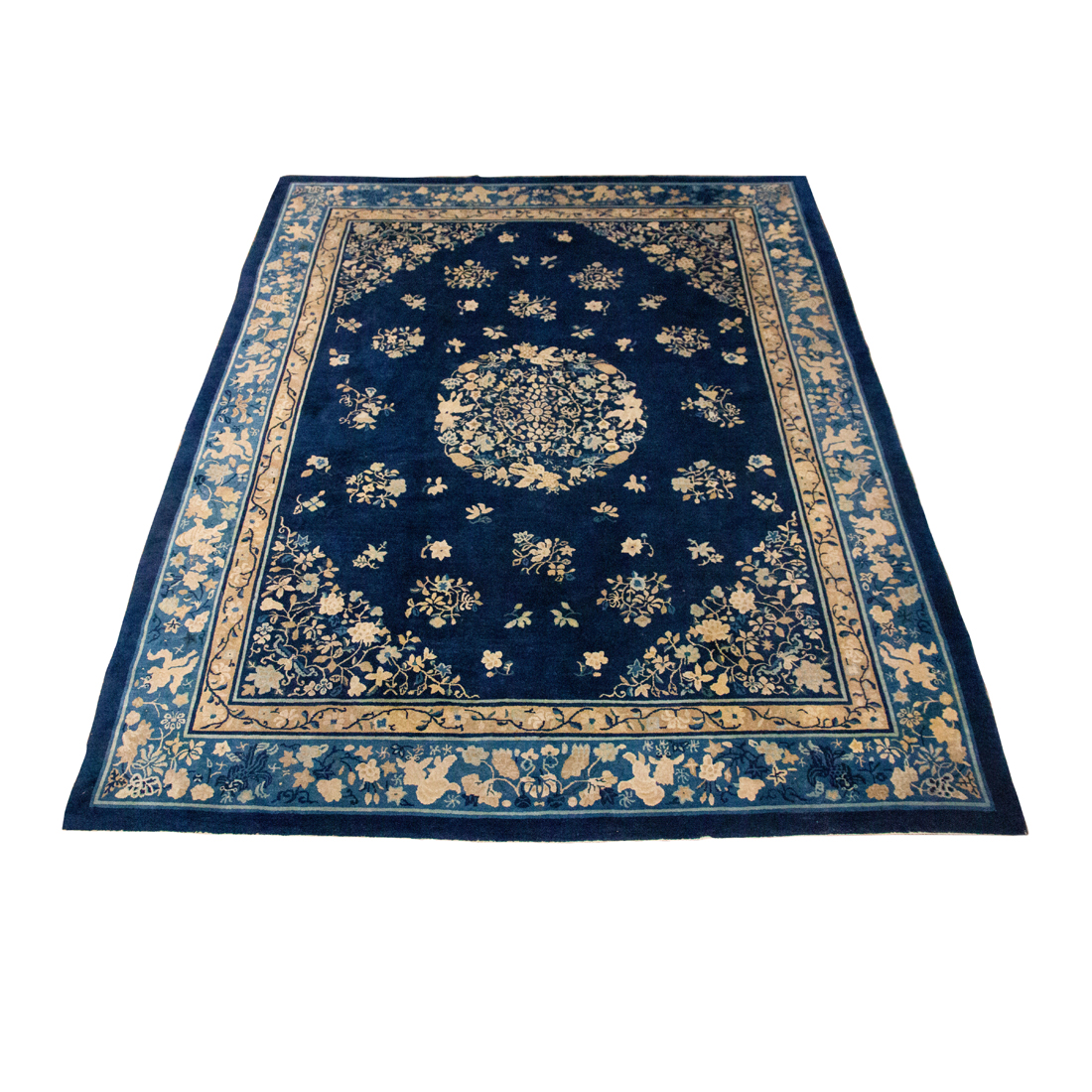 Appraisal: CHINESE BLUE WOOL RUG Chinese blue wool rug ' x