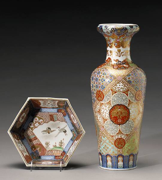 Appraisal: Two Arita porcelain vessels Meiji Period The first a Fukagawa