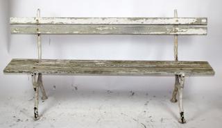 Appraisal: French cast iron naturalistic base park bench French cast iron