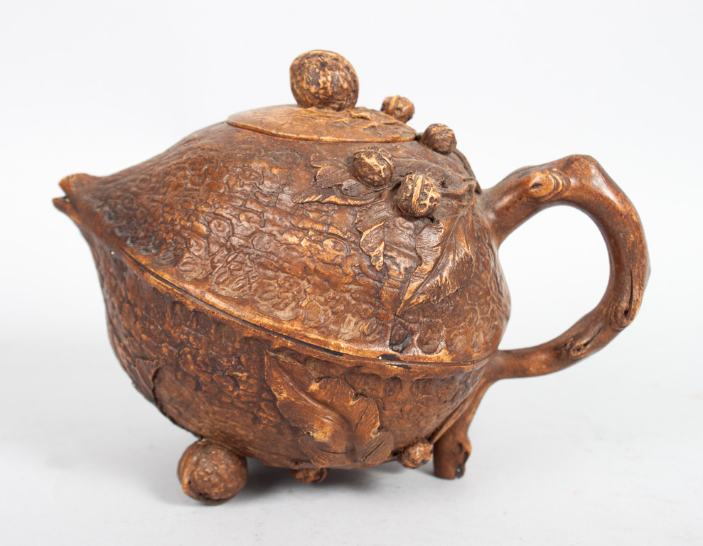 Appraisal: Chinese stoneware walnut-form teapot in H