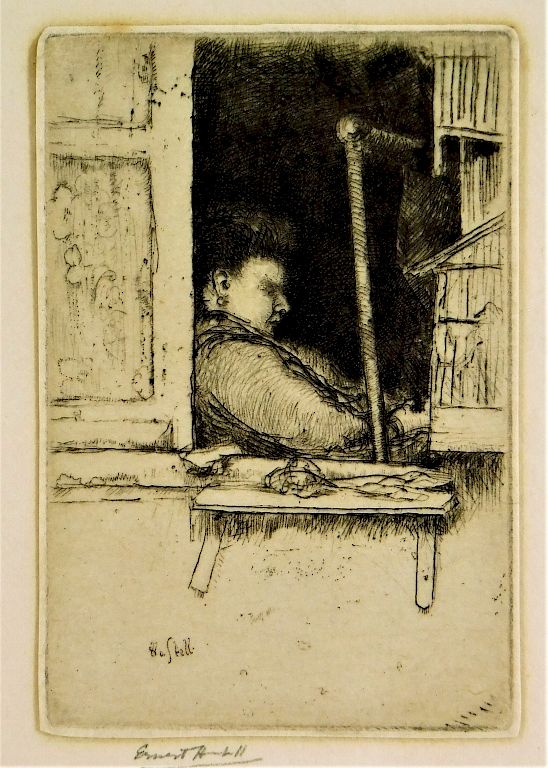 Appraisal: Ernest Haskell Miniature Window Scene Etching Ernest Haskell New York