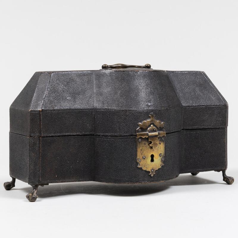 Appraisal: English Shagreen Tea Chest on Ball and Claw Feet With