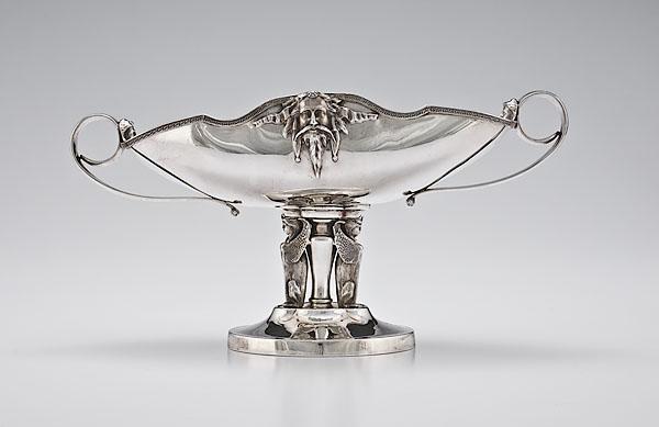 Appraisal: EGYPTIAN REVIVAL SILVERPLATE FRUIT COMPOTE ca - by Simpson Hall