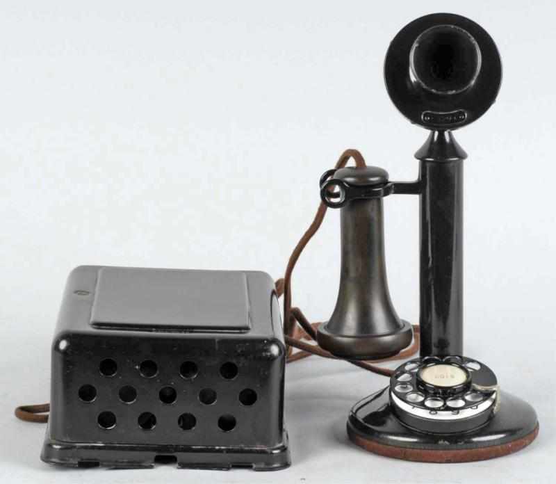 Appraisal: Western Electric AL Dial Candlestick Telephone Description Circa Black over