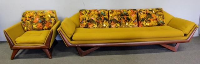 Appraisal: Midcentury Adrian Pearsall Gondola Sofa and Chair Matching sofa and