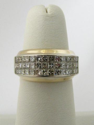 Appraisal: k yellow gold invisible set princess cut diamond ring ctw