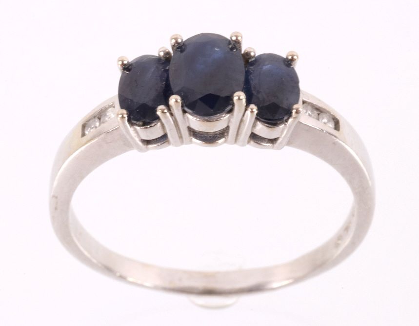 Appraisal: Montana Sapphire Diamond K White Gold Ring This is a