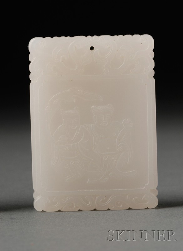 Appraisal: White Jade Pendant th century carving of the Ho Ho