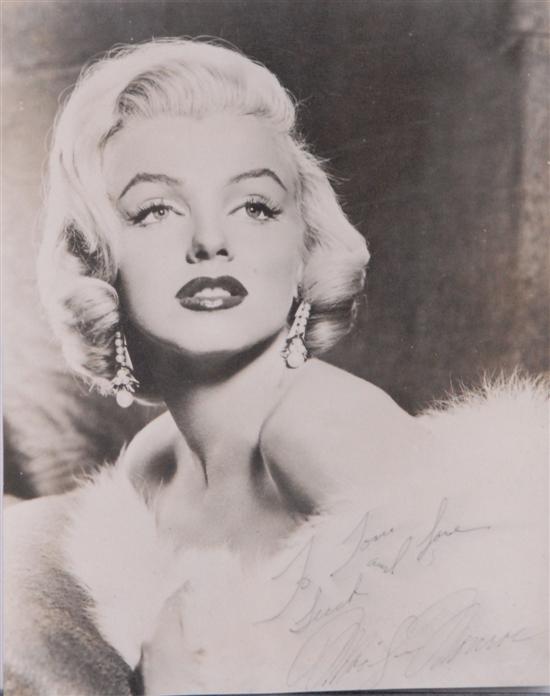 Appraisal: MARILYN MONROE AUTOGRAPHED PHOTOGRAPH Glamorous portrait signed in pen To