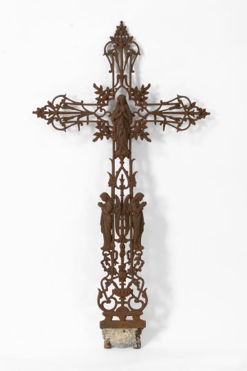 Appraisal: French Cast-Iron Cruciform Immortelle fourth quarter th century featuring the