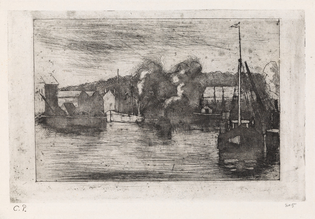 Appraisal: CAMILLE PISSARRO Quai de Paris Rouen Etching and drypoint printed