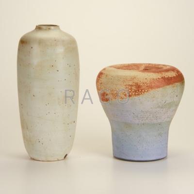 Appraisal: ROBERT TURNER Two glazed stoneware vases USA s One paper