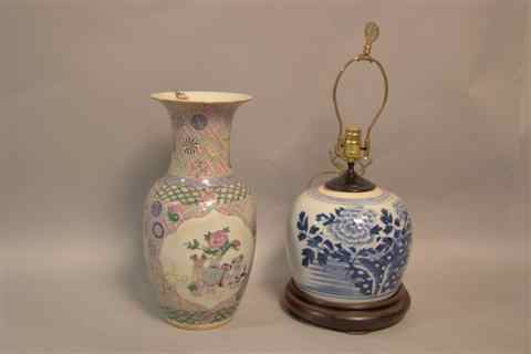 Appraisal: CHINESE BLUE AND WHITE OVOID VASE The jar with a